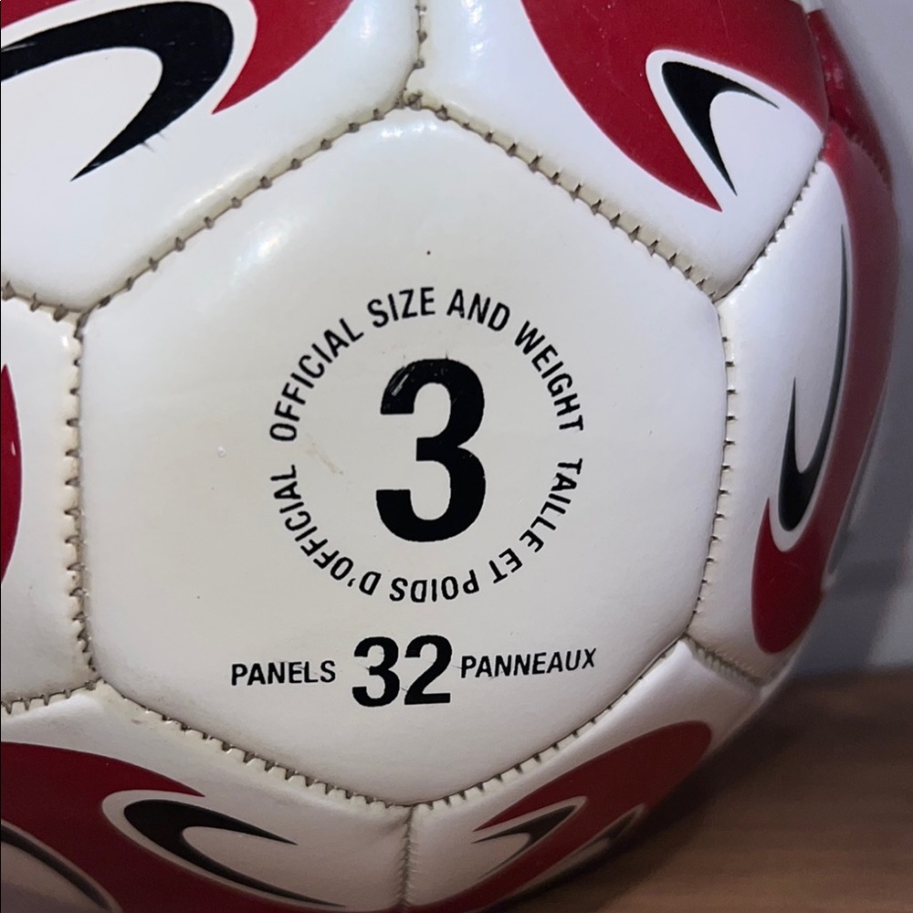 Striker Red and White Soccer Ball for Kids - Size 3 - Picture 3 of 8